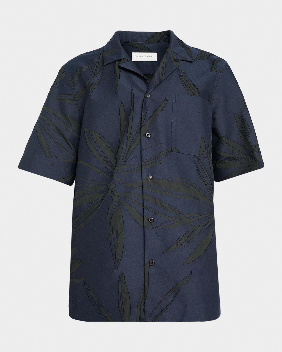 Dries Van Noten Men's Carltone Abstract Floral Short-Sleeve Shirt