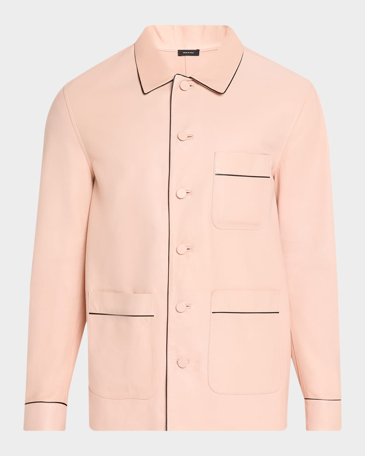 Tom Ford Men & Apos;s Piped Nappa Leather Shirt Jacket In Pink