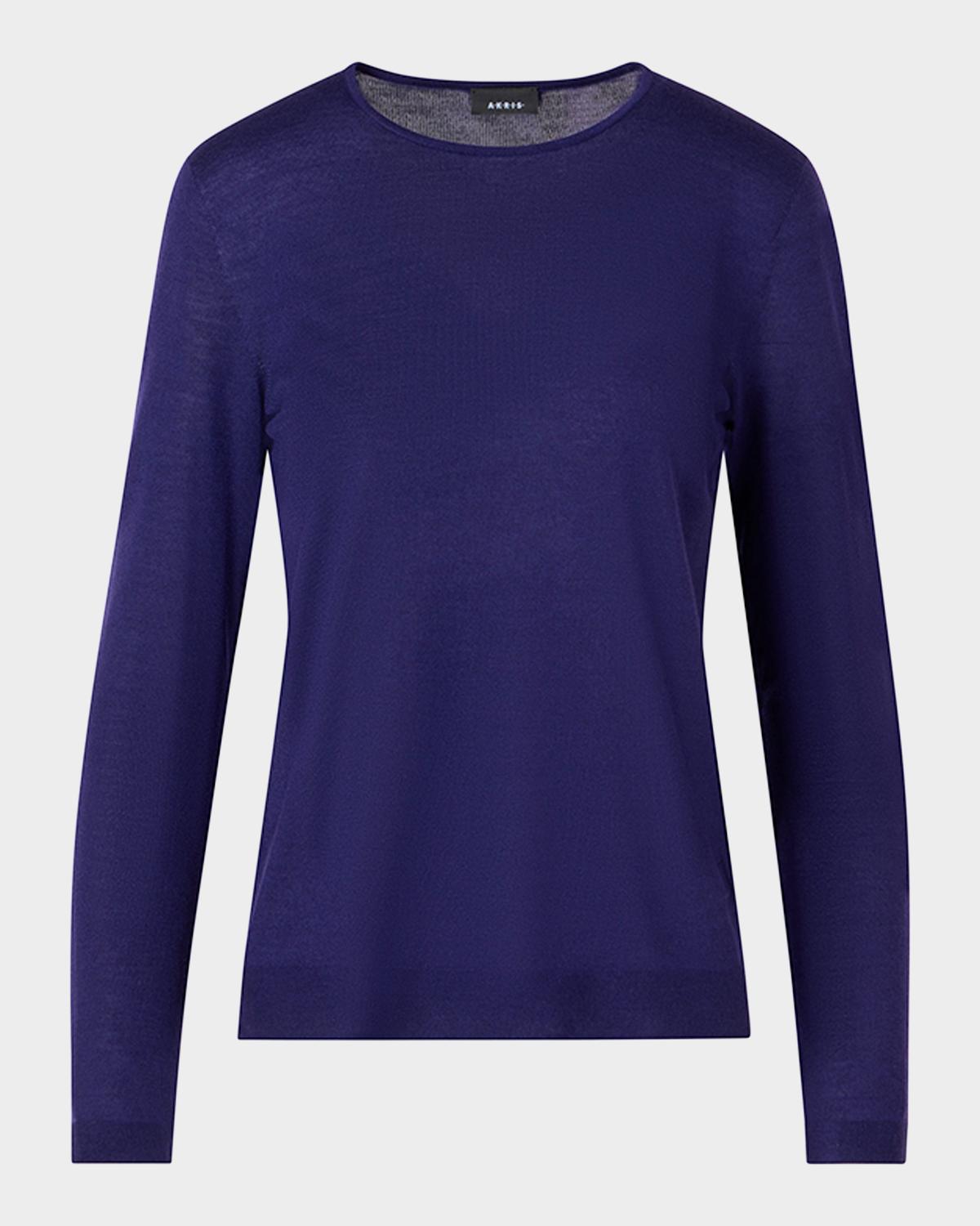 Akris Cashmere-Silk Fine Gauge Knit Sweater