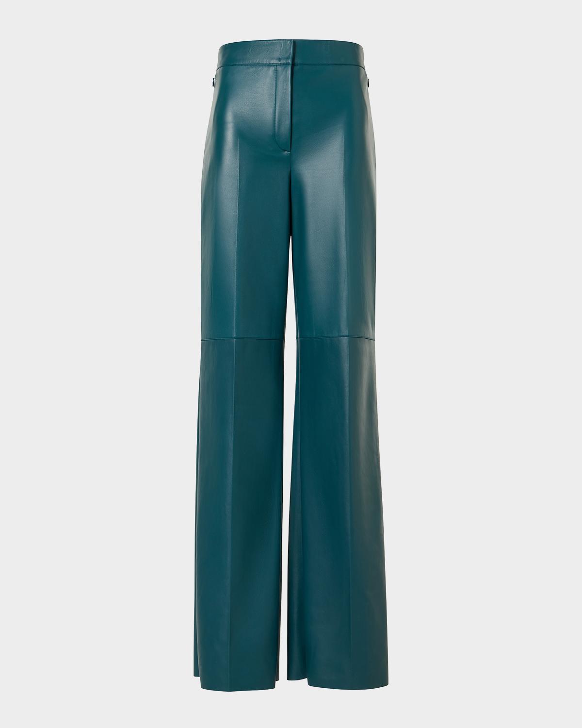 Akris Fior Nappa Leather Wide-Leg Pants