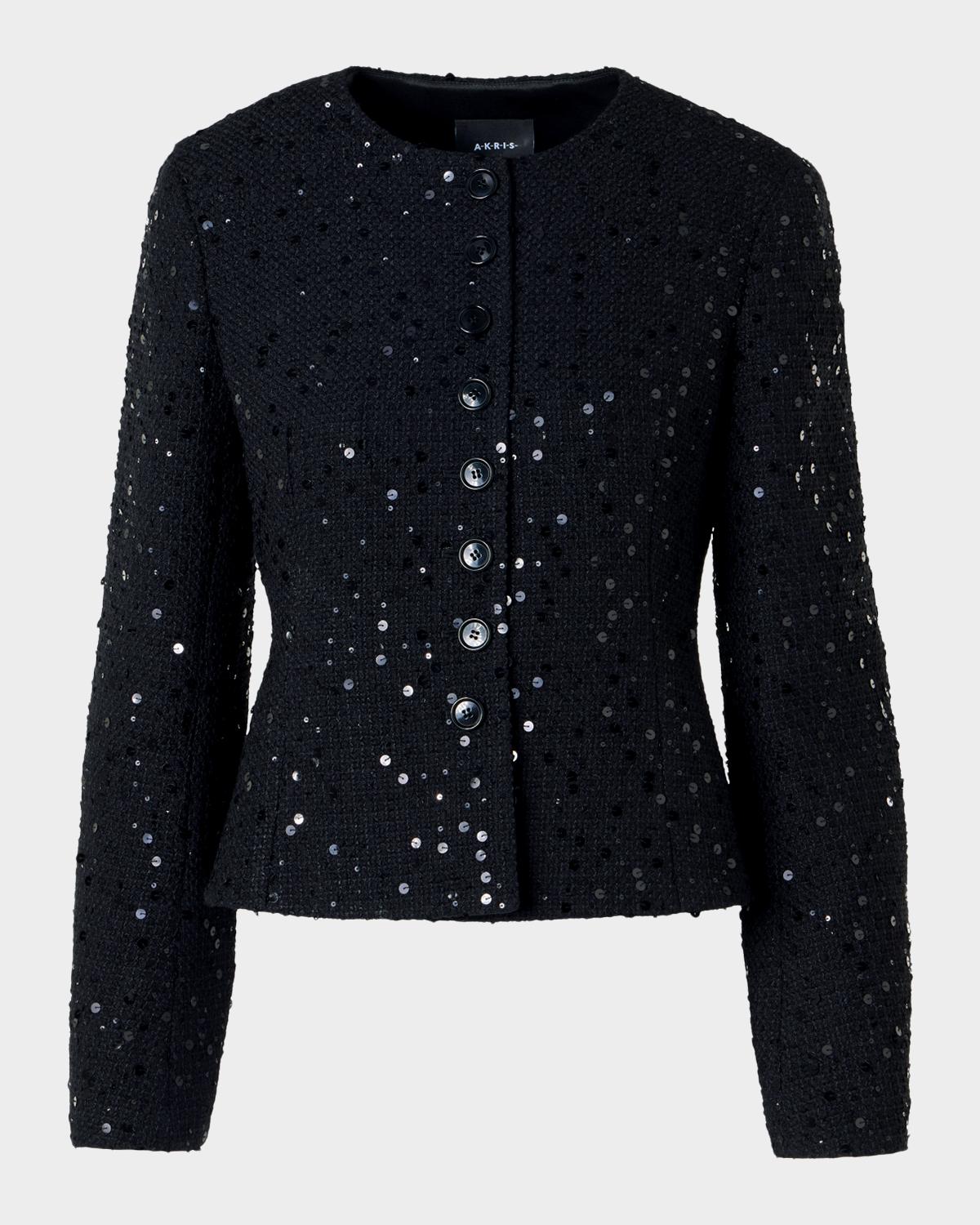Akris Kelis Sequined Tweed Jacket