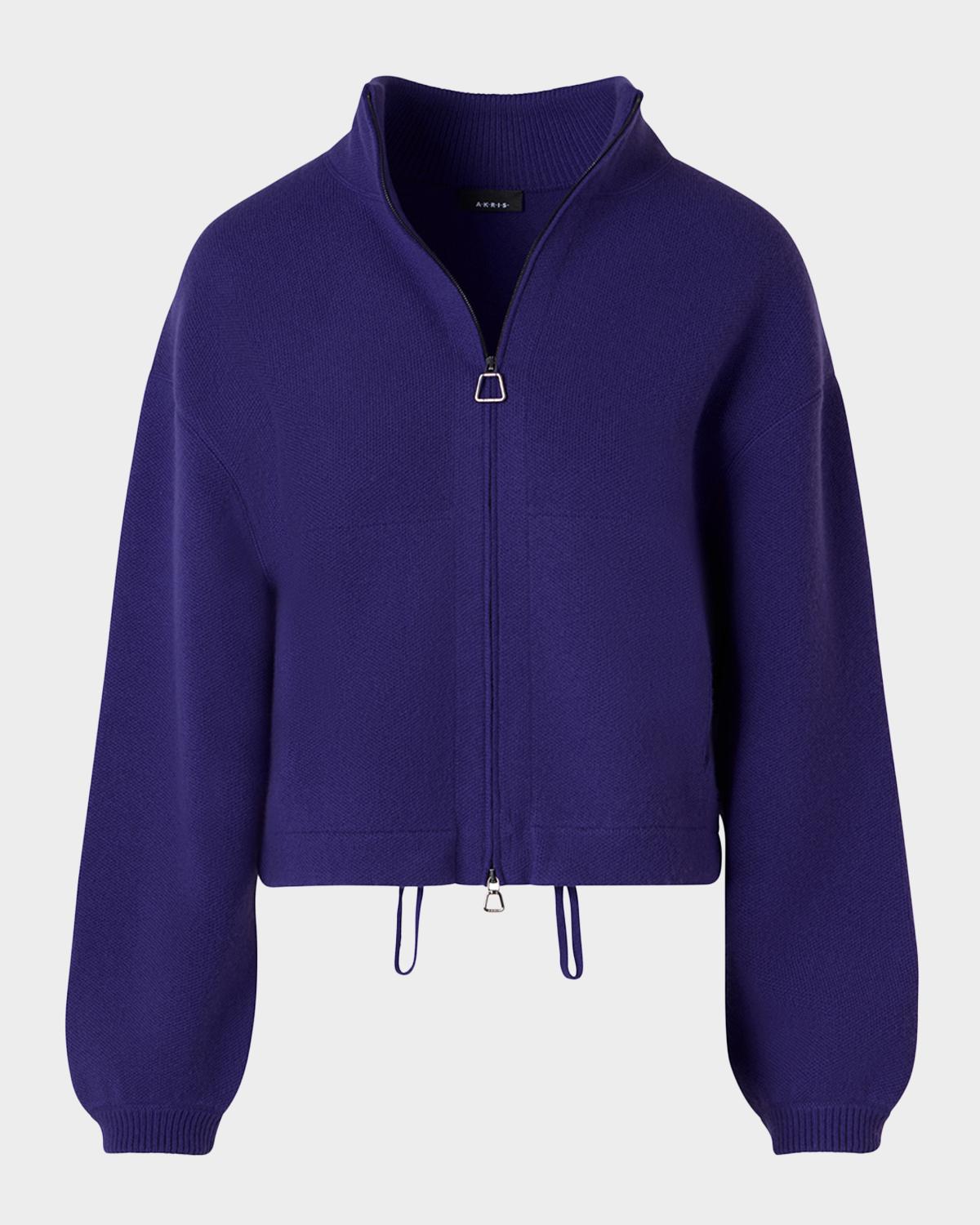 Akris Cashmere Pique Zipped Short Cardigan