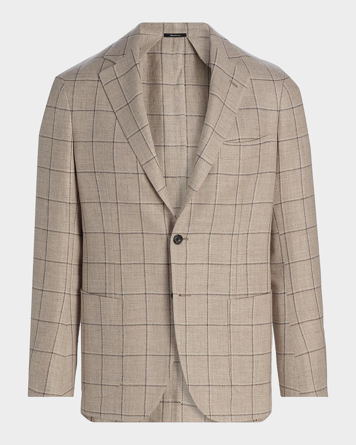 Sartorio Men's Windowpane Plaid Linen-Blend Sport Coat