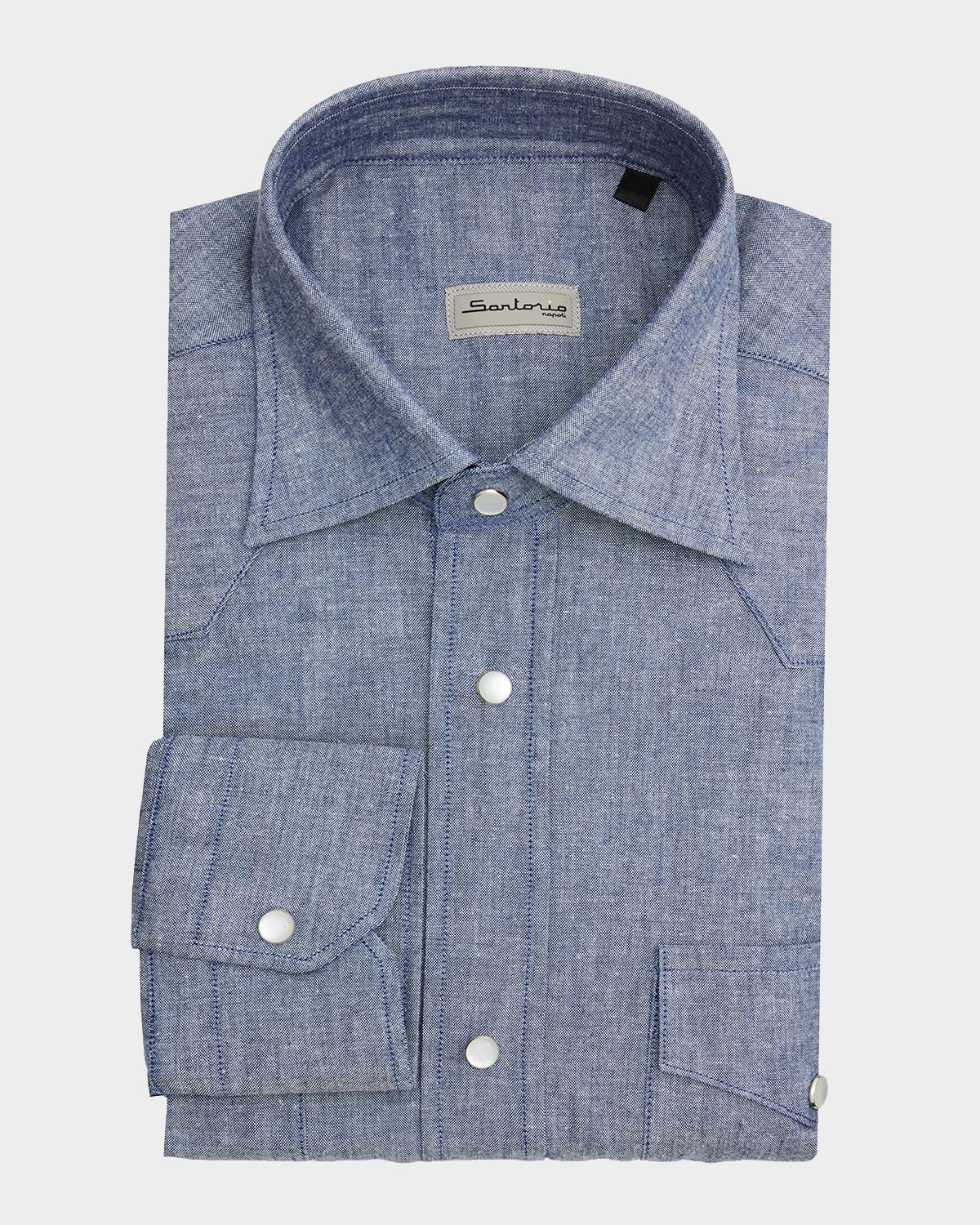 Sartorio Igor Chambray Classic Button-Down Shirt