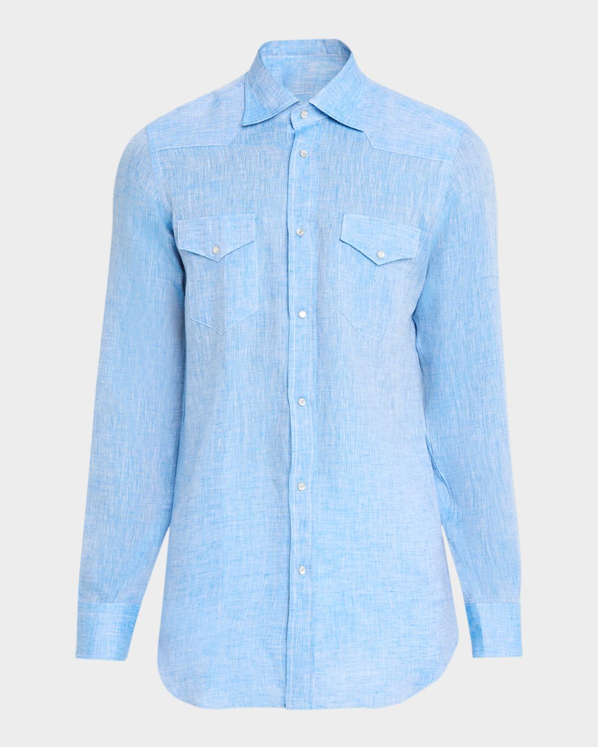 Sartorio Men's Texas Linen Button-Front Shirt