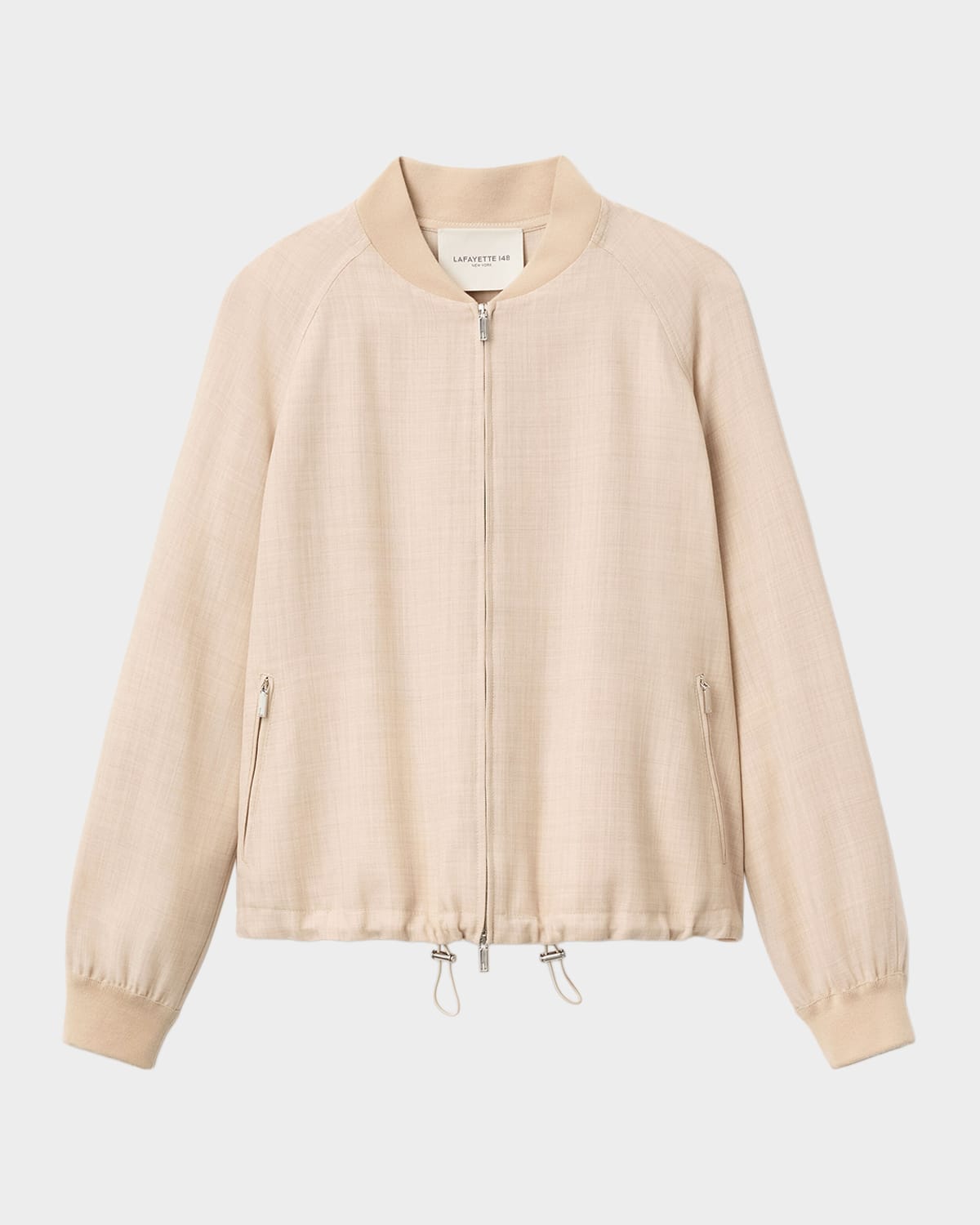 Lafayette 148 Lightweight Wool Silk Twill Oversized Bomber Jacket In Brown