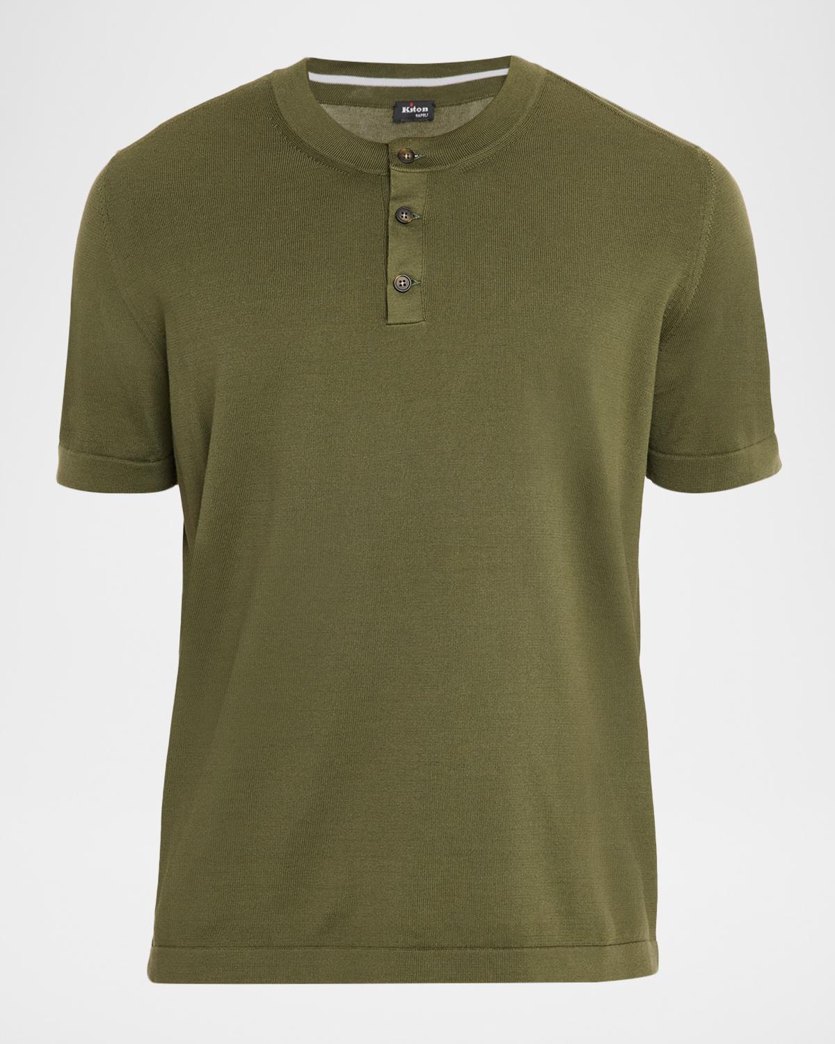 Kiton Men's Cotton Knit Henley Shirt