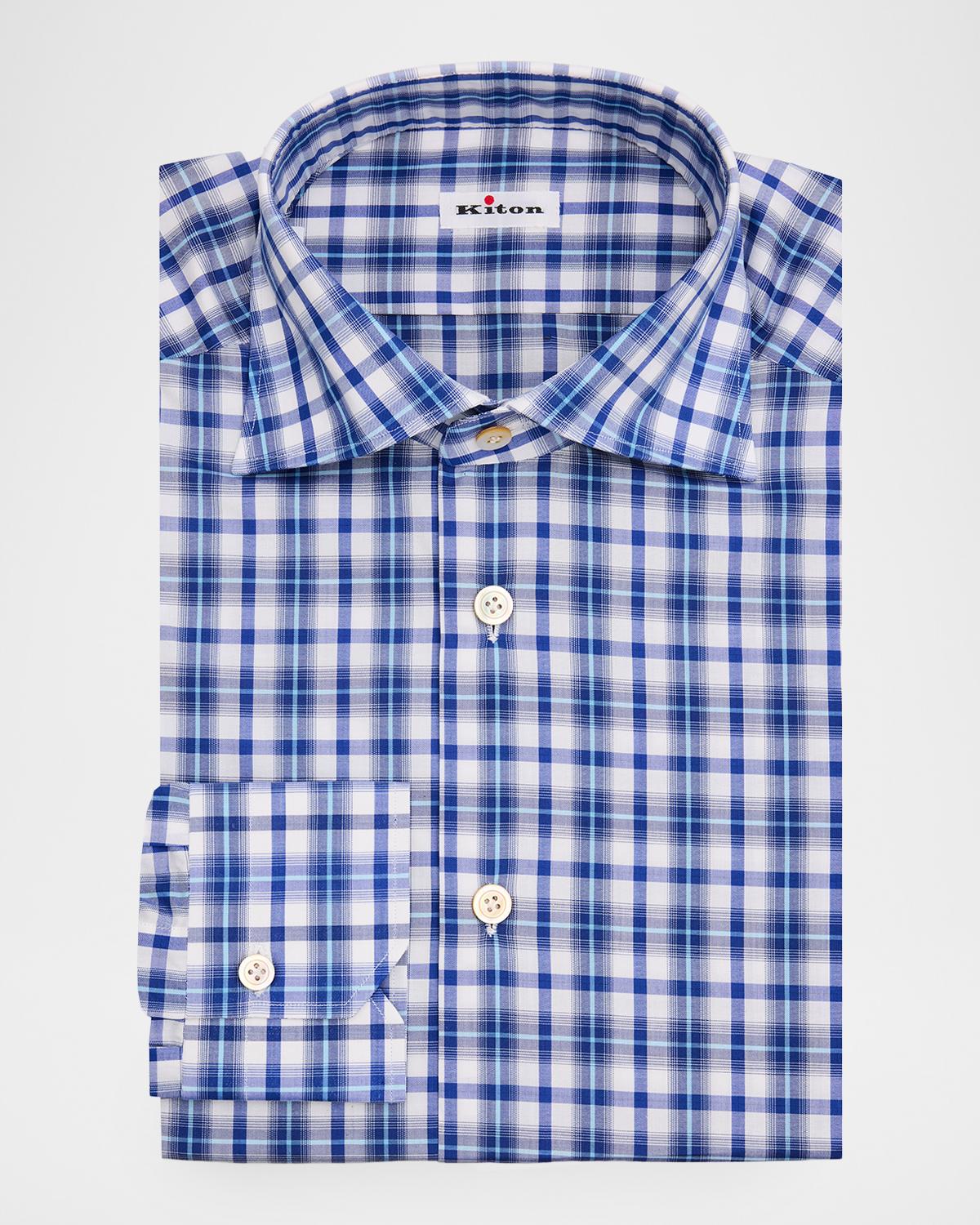 Kiton Men's Plaid Cotton Western Shirt