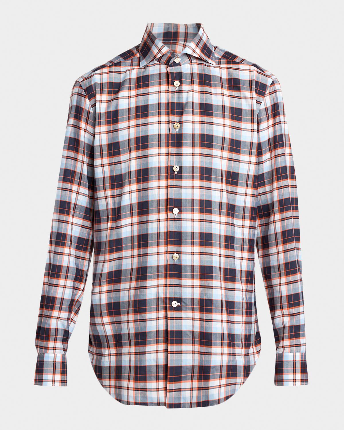 Kiton Men's Check Cotton Button-Down Shirt