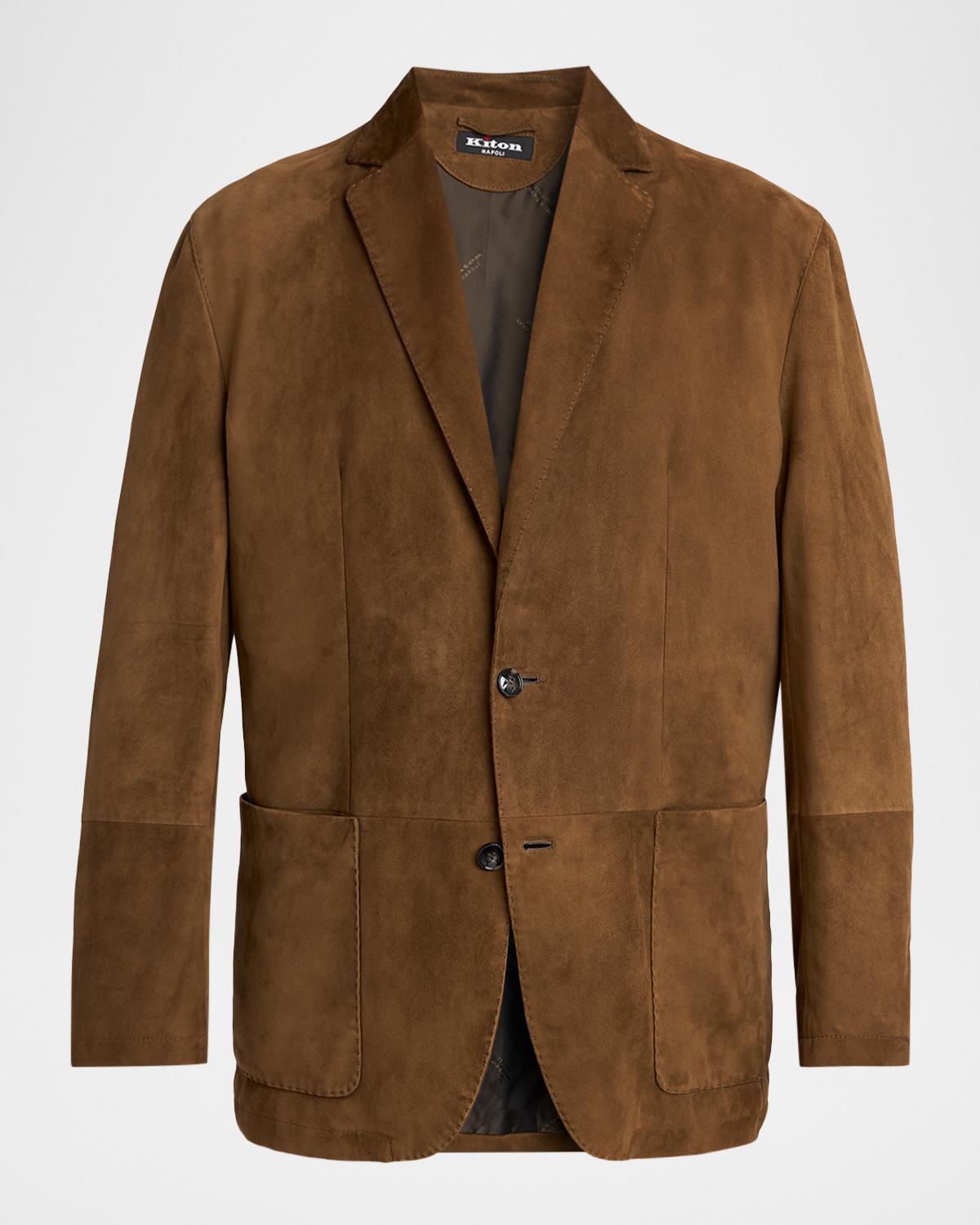 Kiton Men's Suede Patch-Pocket Blazer