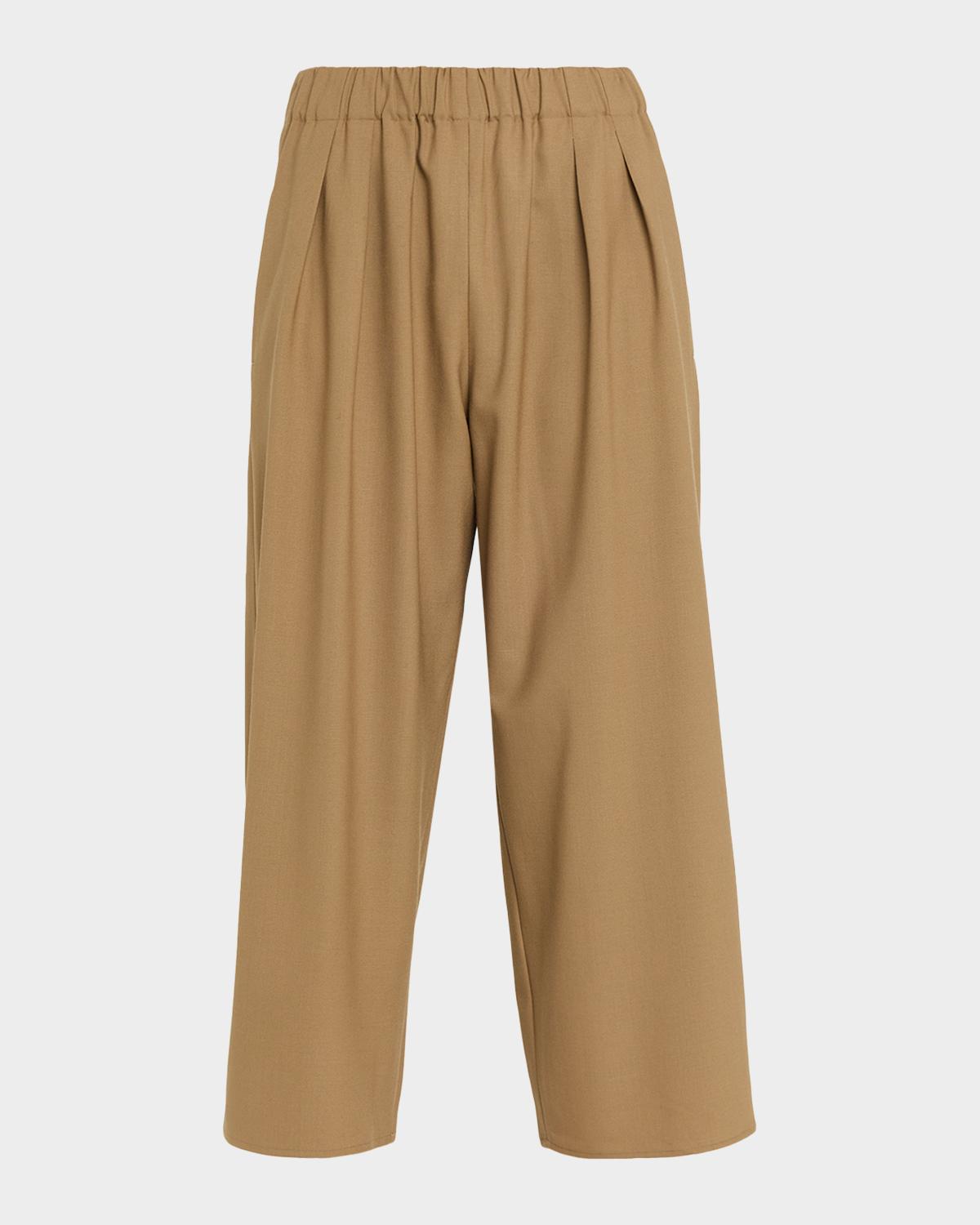 MARIA MCMANUS Pleated Wide-Leg Crop Pull-On Trousers