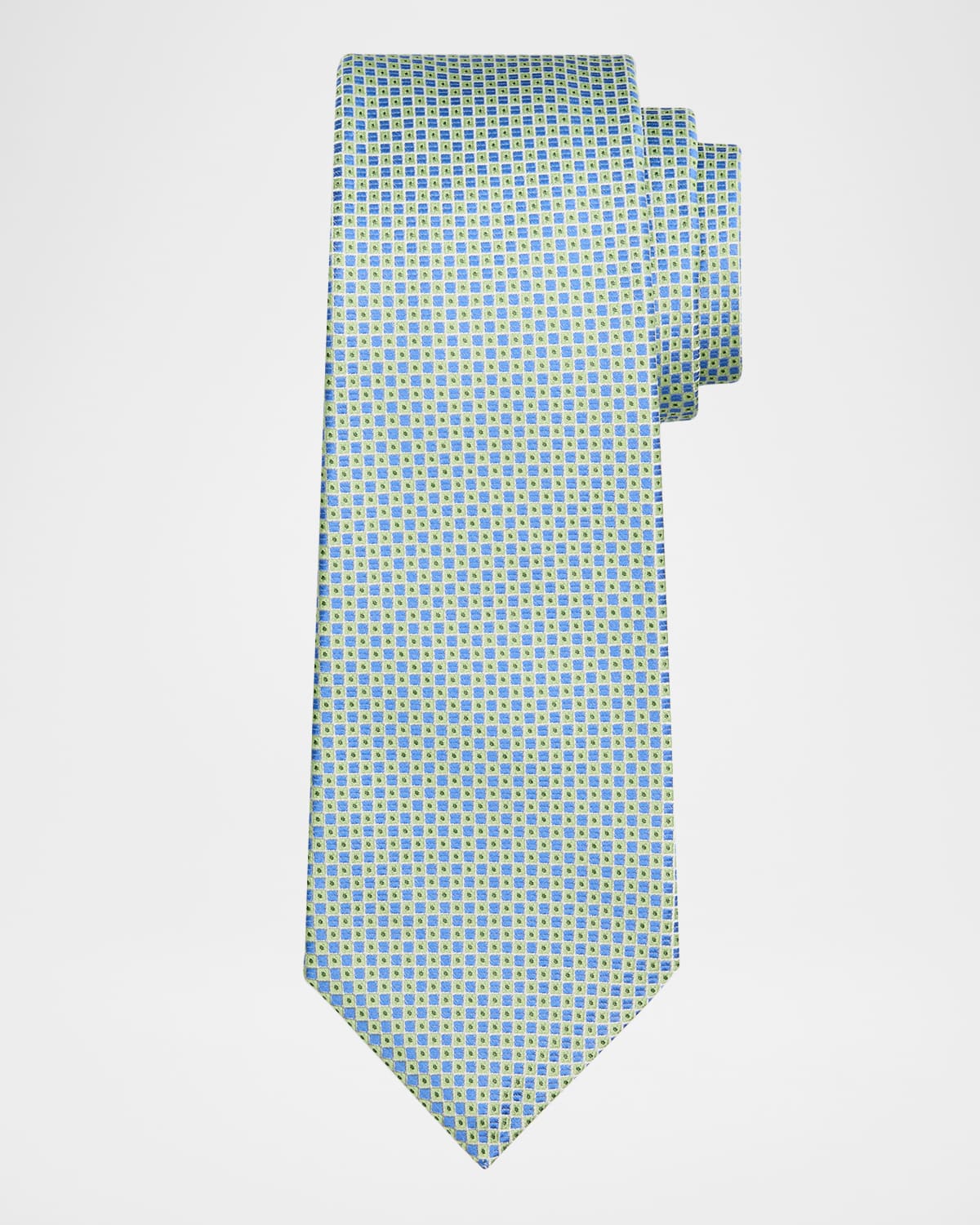 Kiton Men & Apos;s Micro-geometric Silk 7-fold Tie In Blue