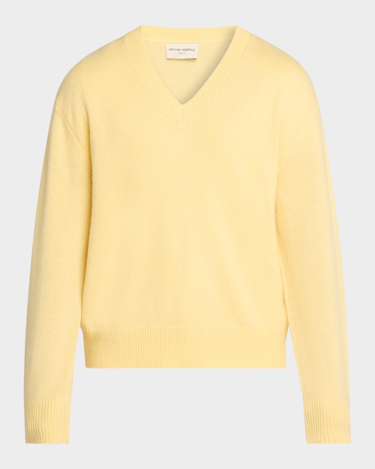 Officine Générale Men's V-Neck Wool Sweater