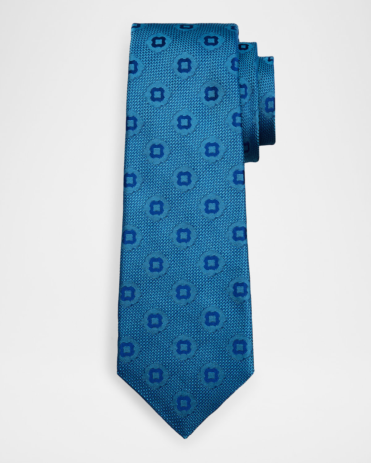 Kiton Men 's Geometric Jacquard Silk 7-Fold Tie