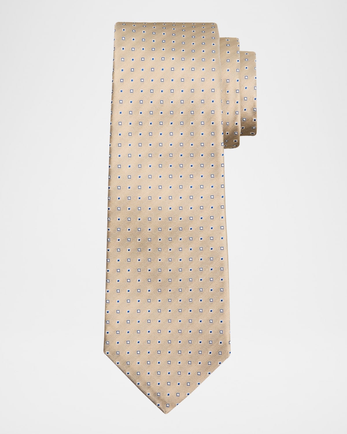 Kiton Men 's Micro-Geometric Silk 7-Fold Tie