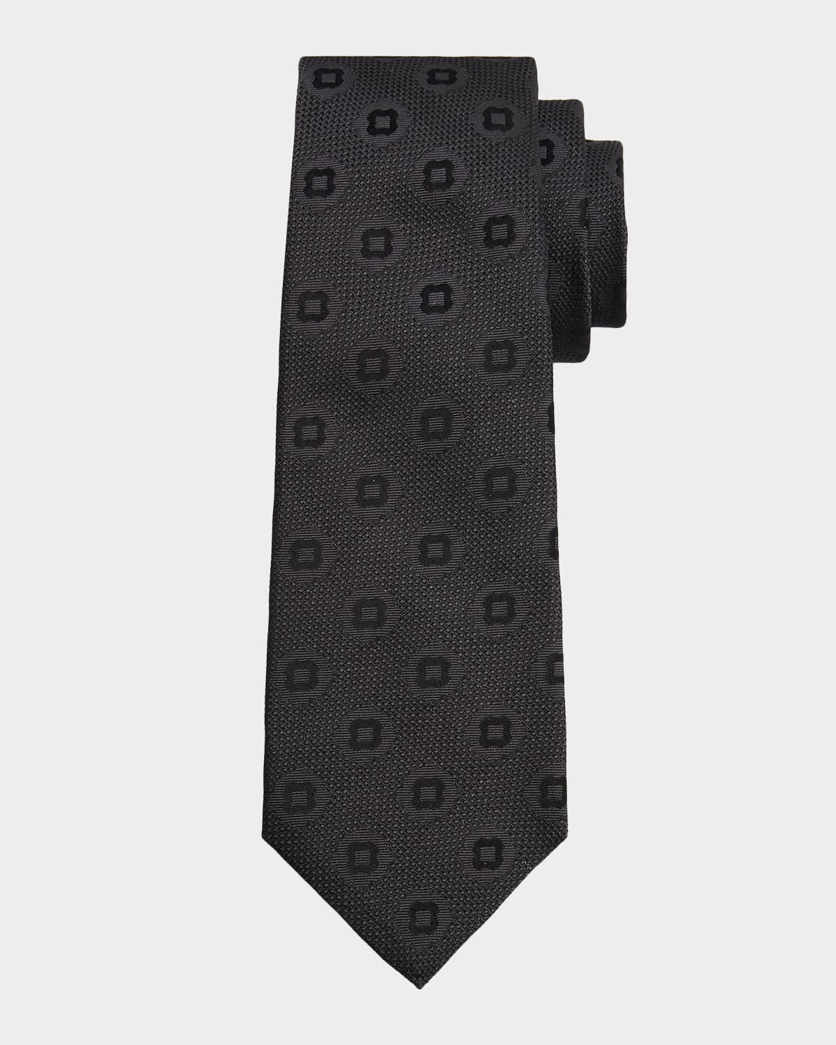 Kiton Men 's Geometric Silk Jacquard Tie