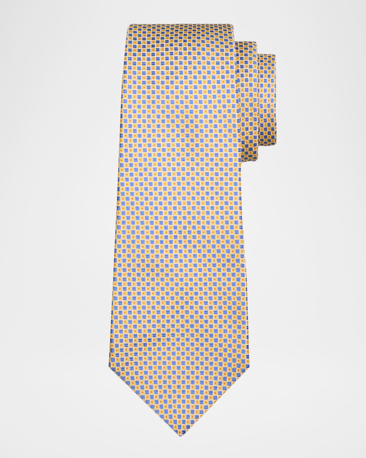 Kiton Men 's Micro-Geometric Silk 7-Fold Tie