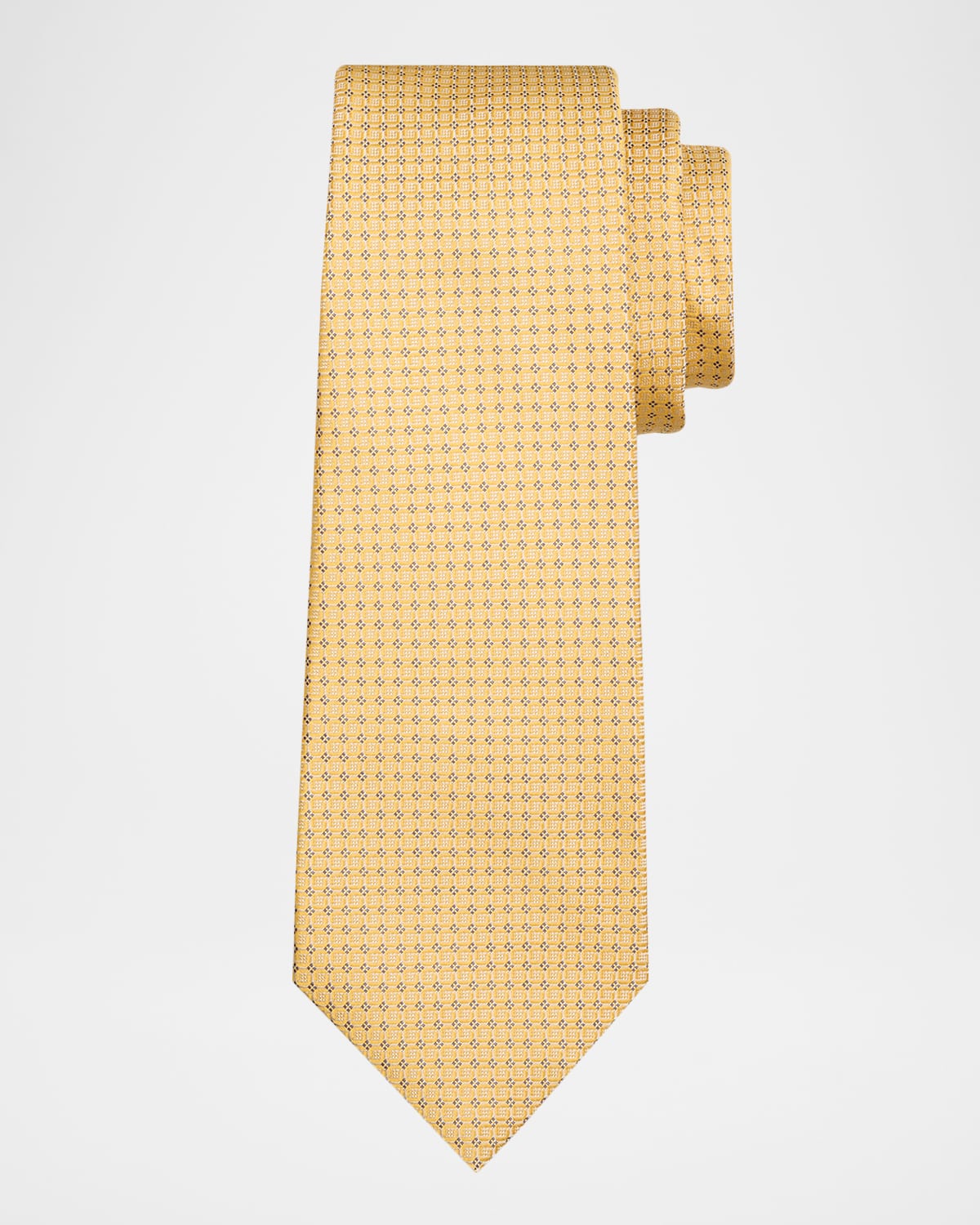 Kiton Men & Apos;s Micro-geometric Silk 7-fold Tie In Brown