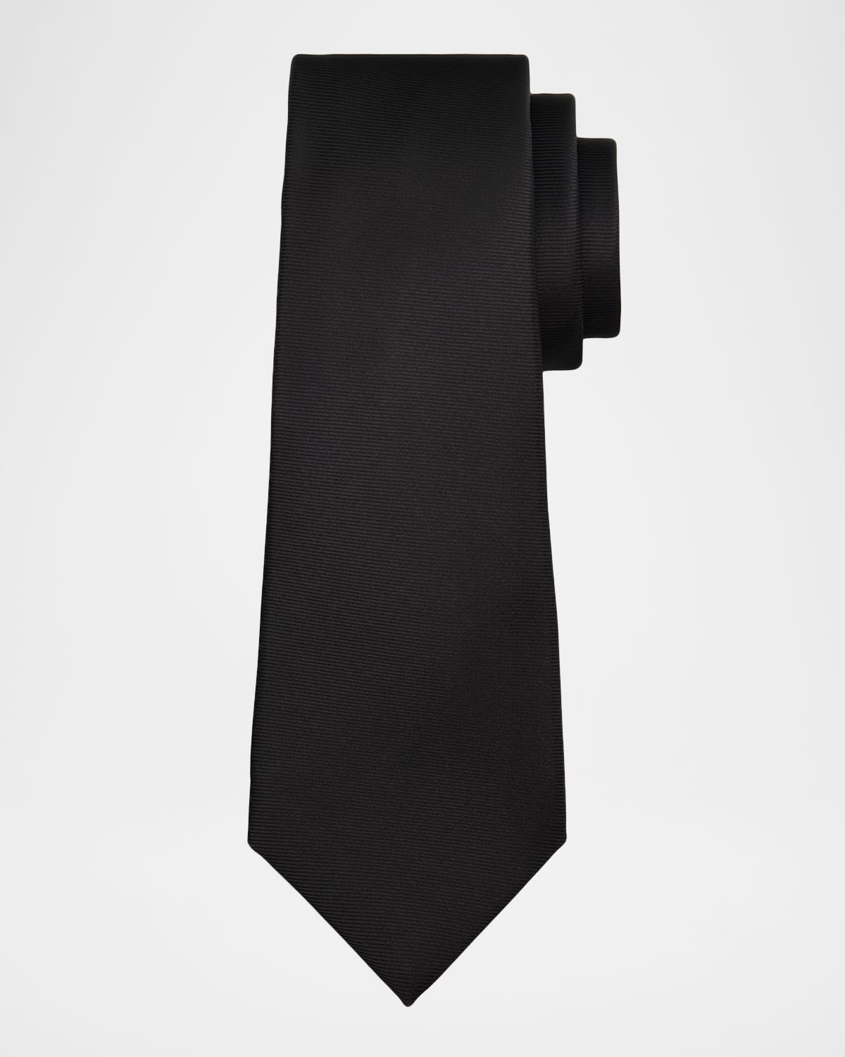 Kiton Men & Apos;s Micro-rib Silk 7-fold Tie In Black
