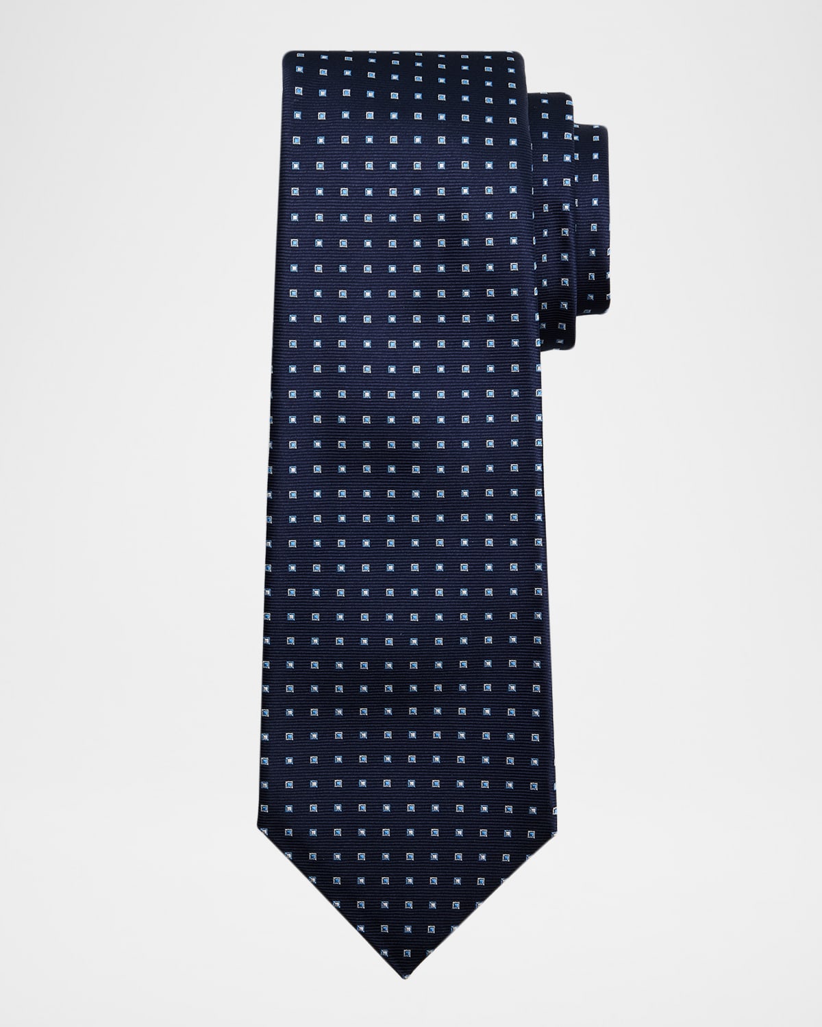 Kiton Men 's Micro-Geometric Silk 7-Fold Tie
