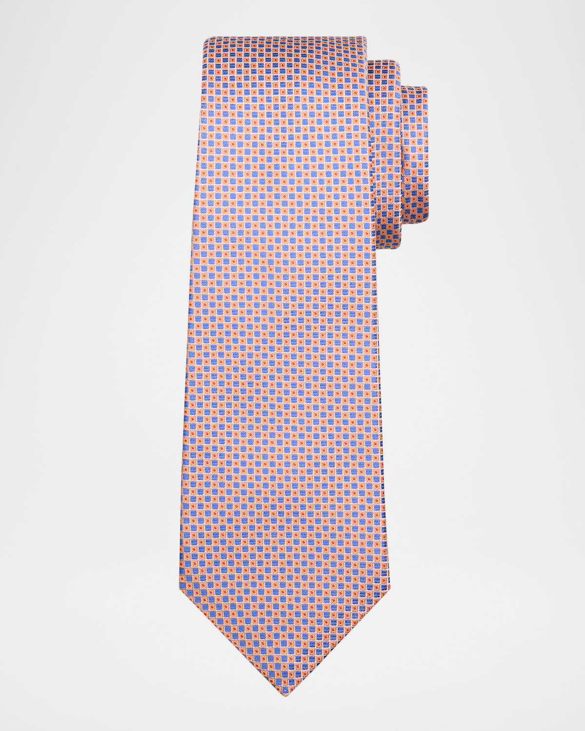 Kiton Men & Apos;s Micro-geometric Silk 7-fold Tie In Pink