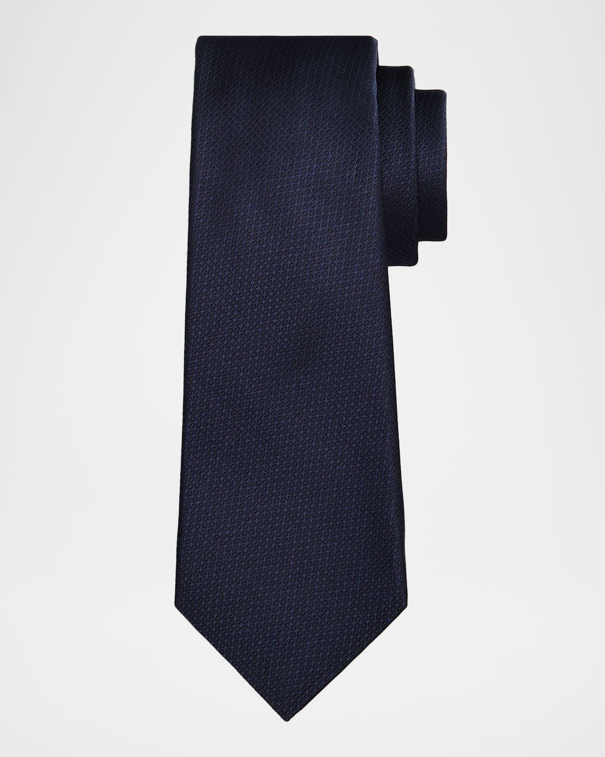 Kiton Men 's Micro-Geometric Silk 7-Fold Tie