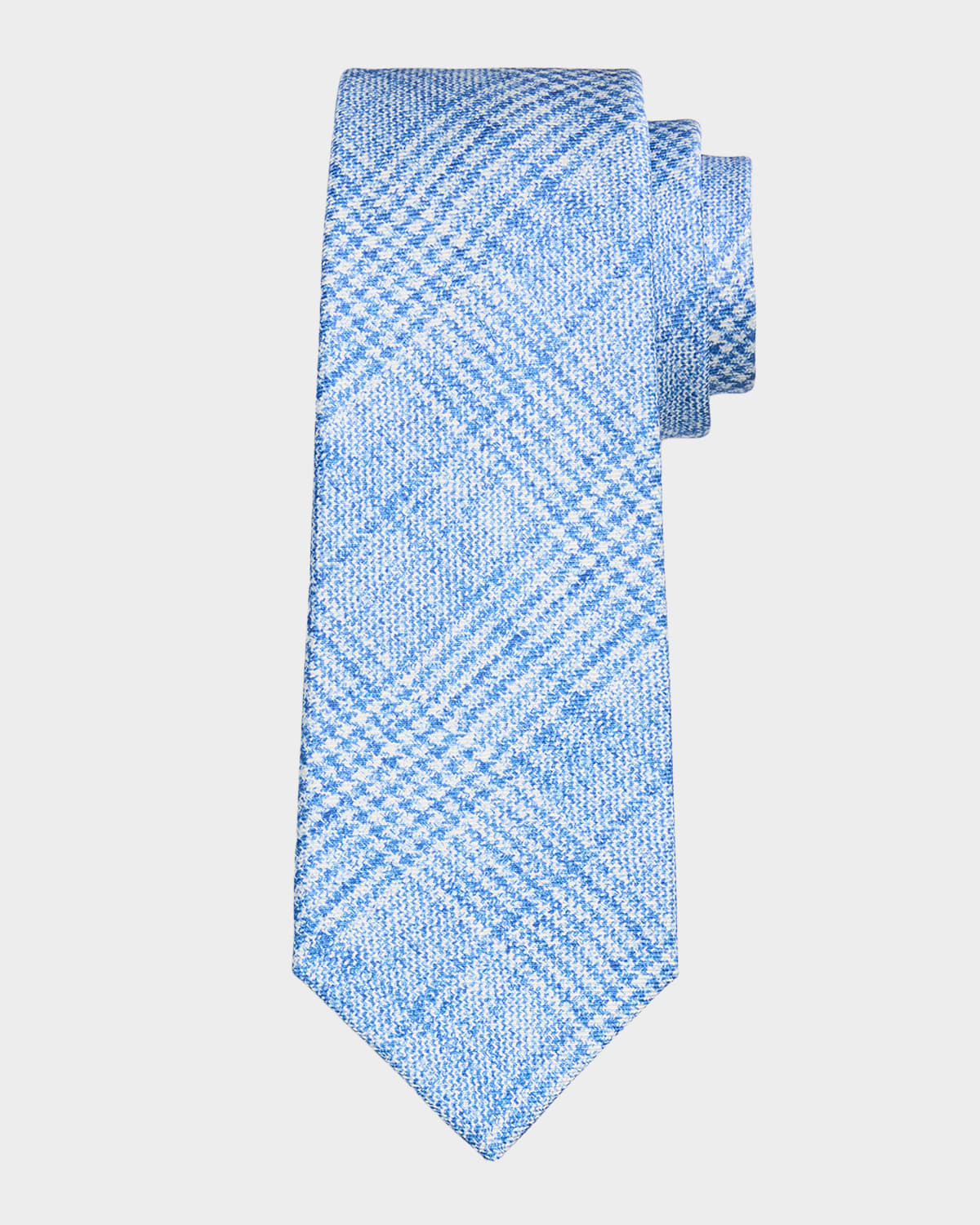 Kiton Men 's Glen Plaid Silk Tie