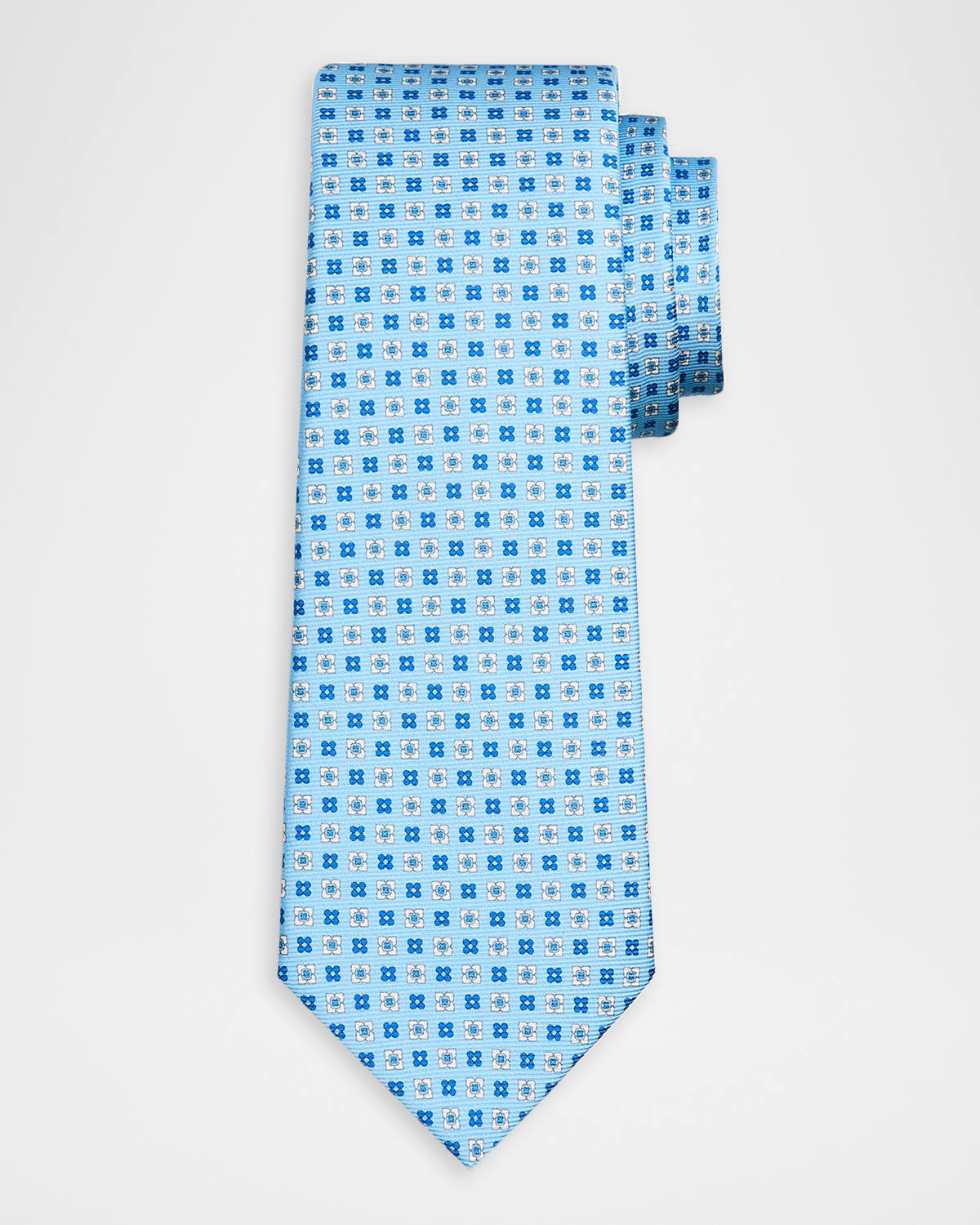Kiton Men 's Geometric Floral Silk 7-Fold Tie