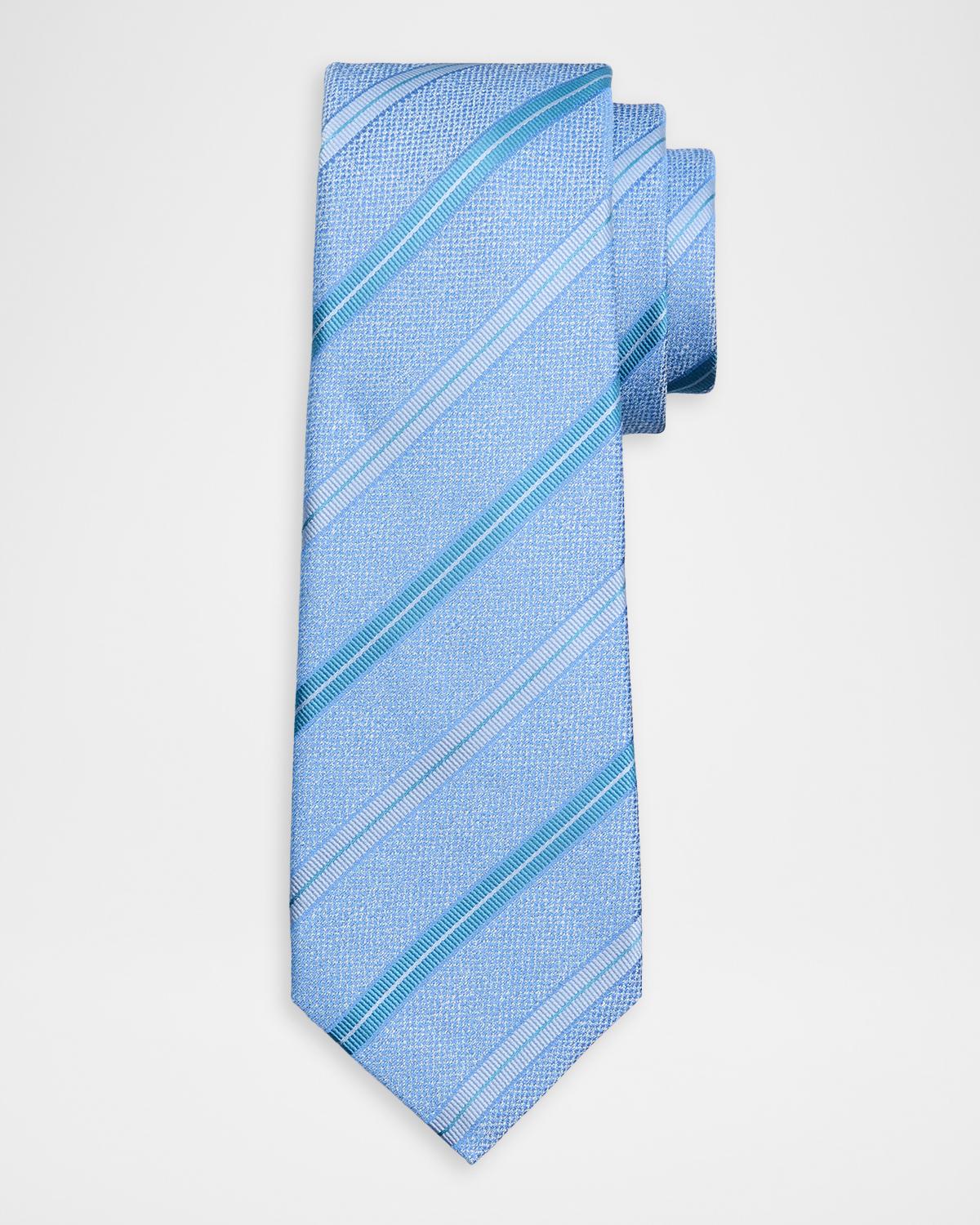 Kiton Men's Grosgrain Stripe Silk 7-Fold Tie