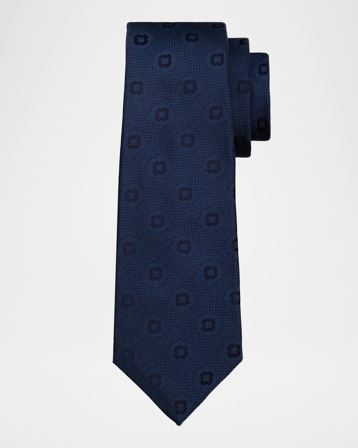Kiton Men 's Geometric Jacquard Silk 7-Fold Tie