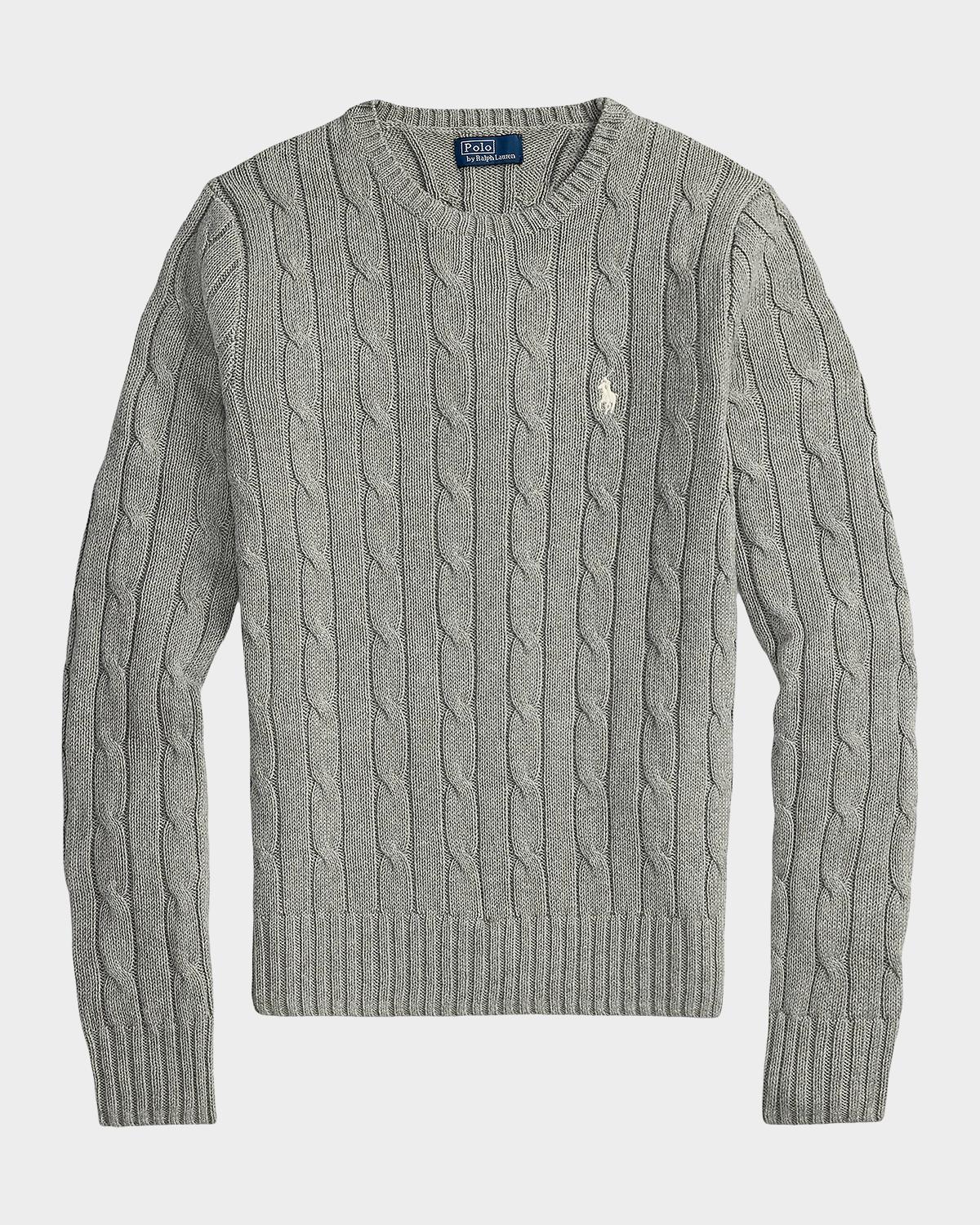 Cable-Knit Cotton Crewneck Sweater