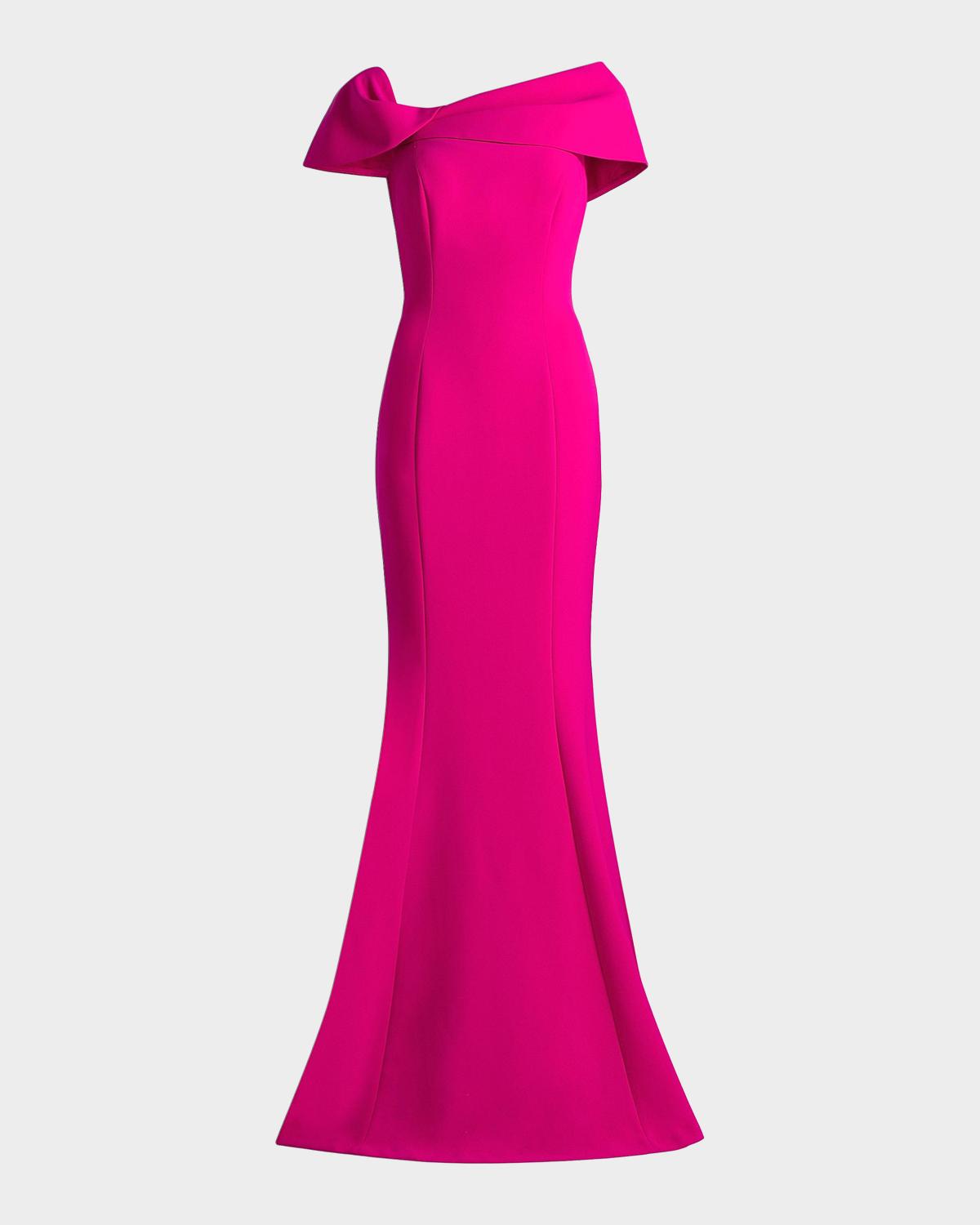 Rickie Freeman for Teri Jon Off-Shoulder Stretch Crepe Mermaid Gown