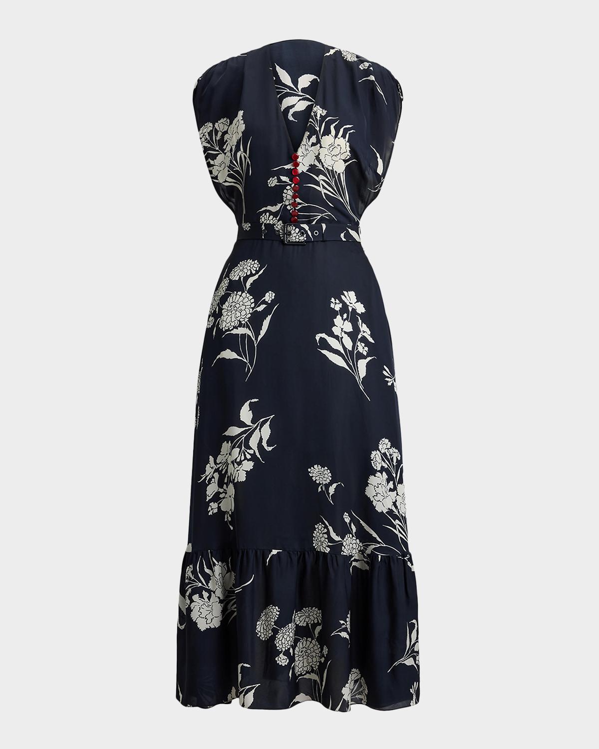 Ralph Lauren Collection Damian Floral Satin Day Dress