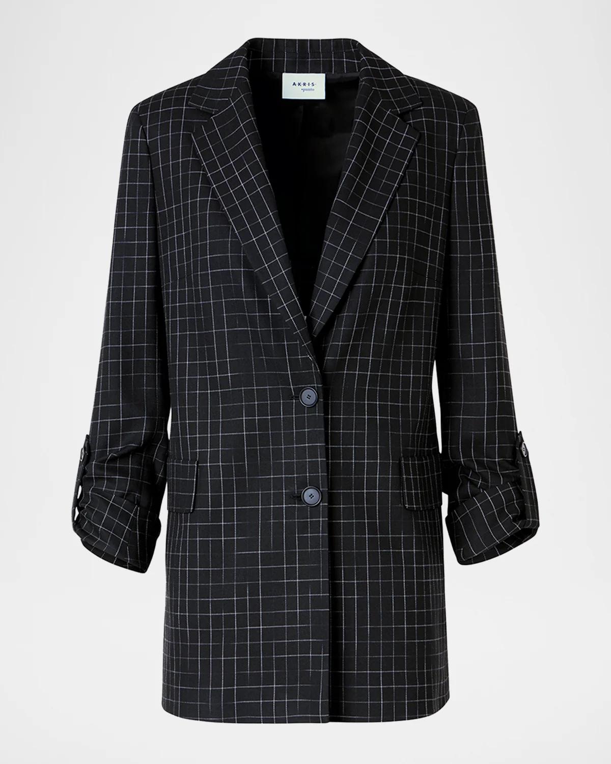 Akris punto Windowpane Check Single-Breasted Jacket