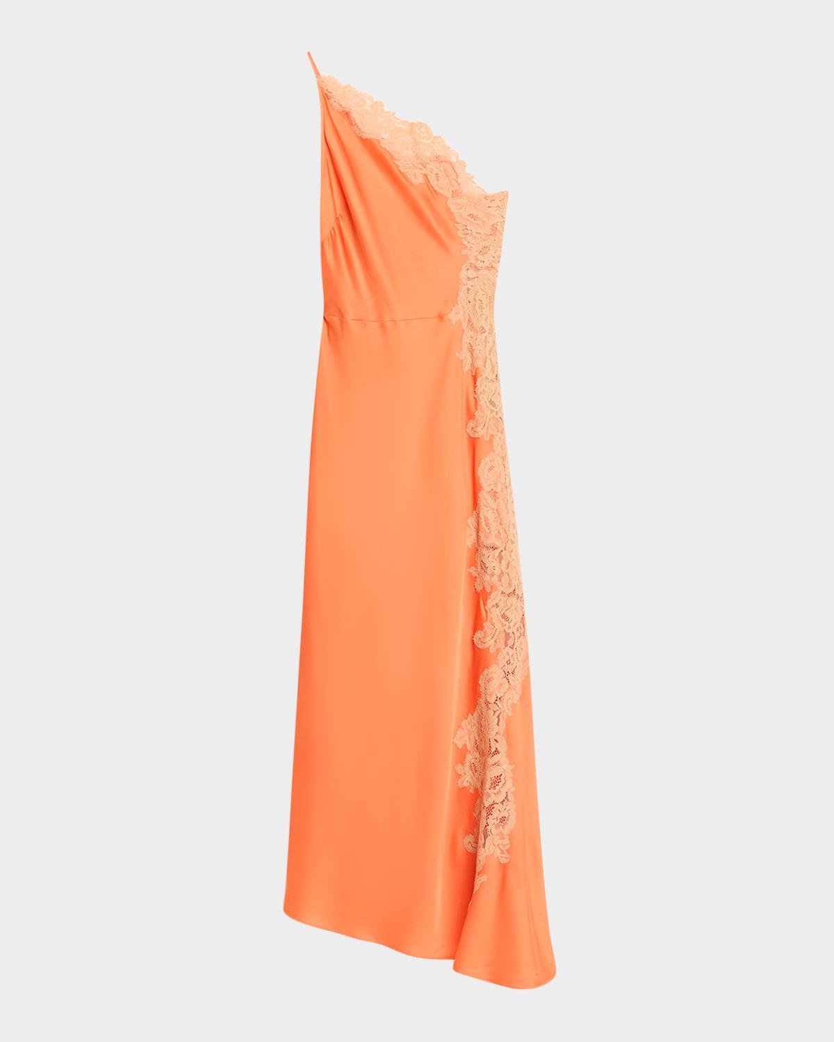 A.L.C. Lou Lace-Embroidered One-Shoulder Slip Dress