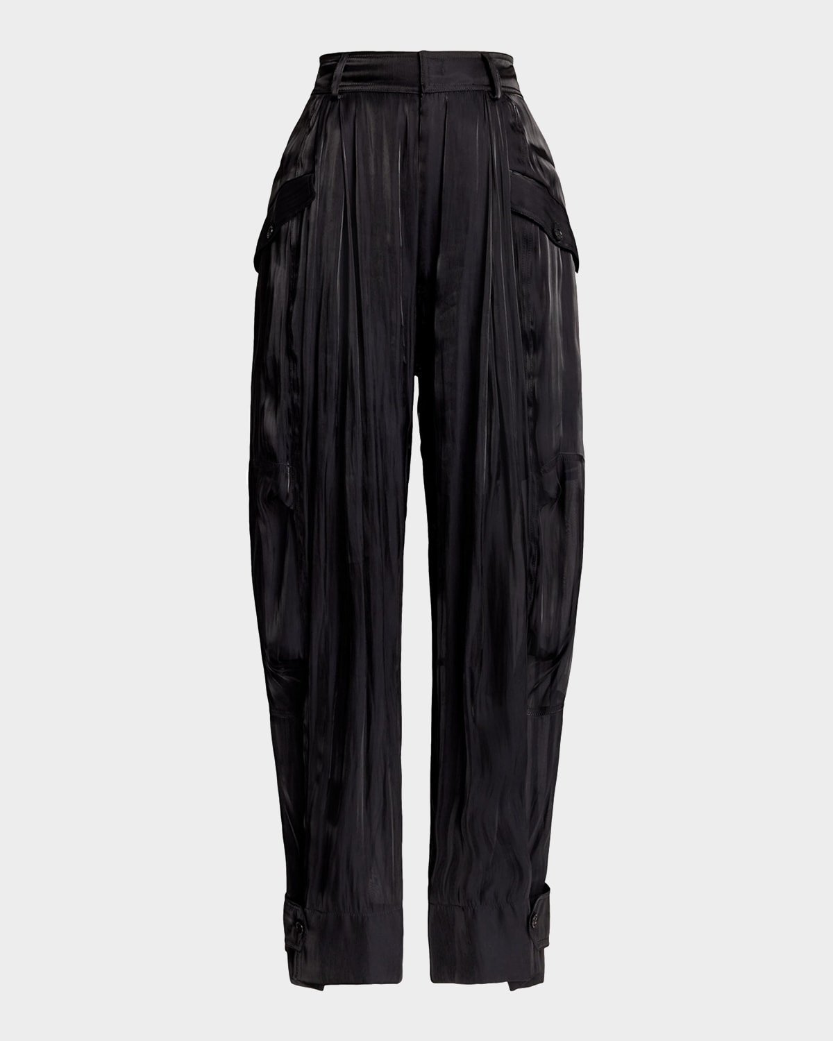 Ralph Lauren Collection Satin Wide-Leg Ankle Cargo Pants