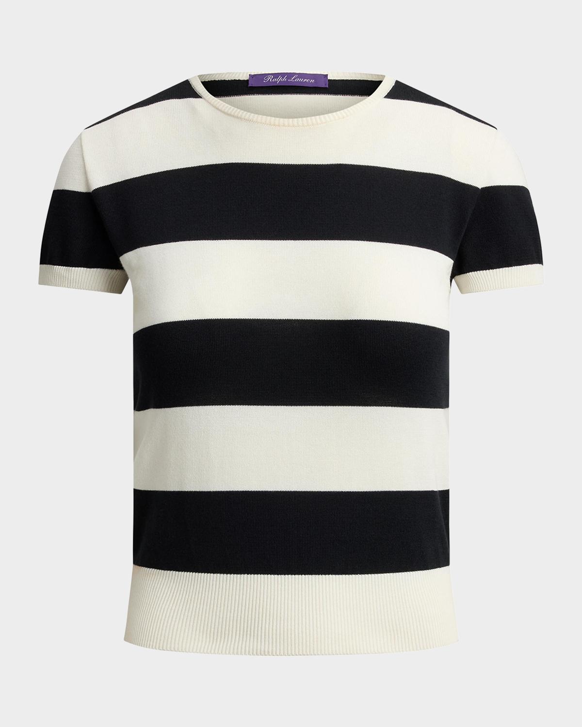 Ralph Lauren Collection Striped Cotton-Silk Short-Sleeve Sweater