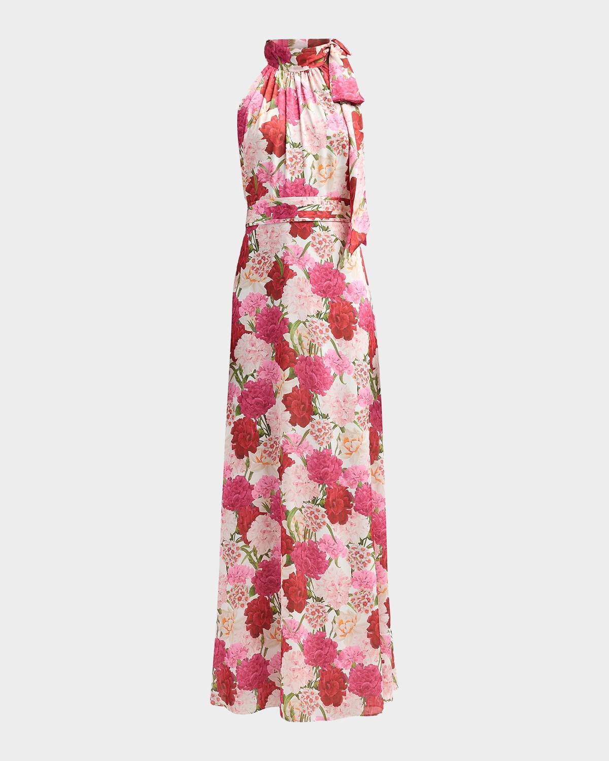 SACHIN BABI Diana Floral Crinkle Georgette Tieneck Gown