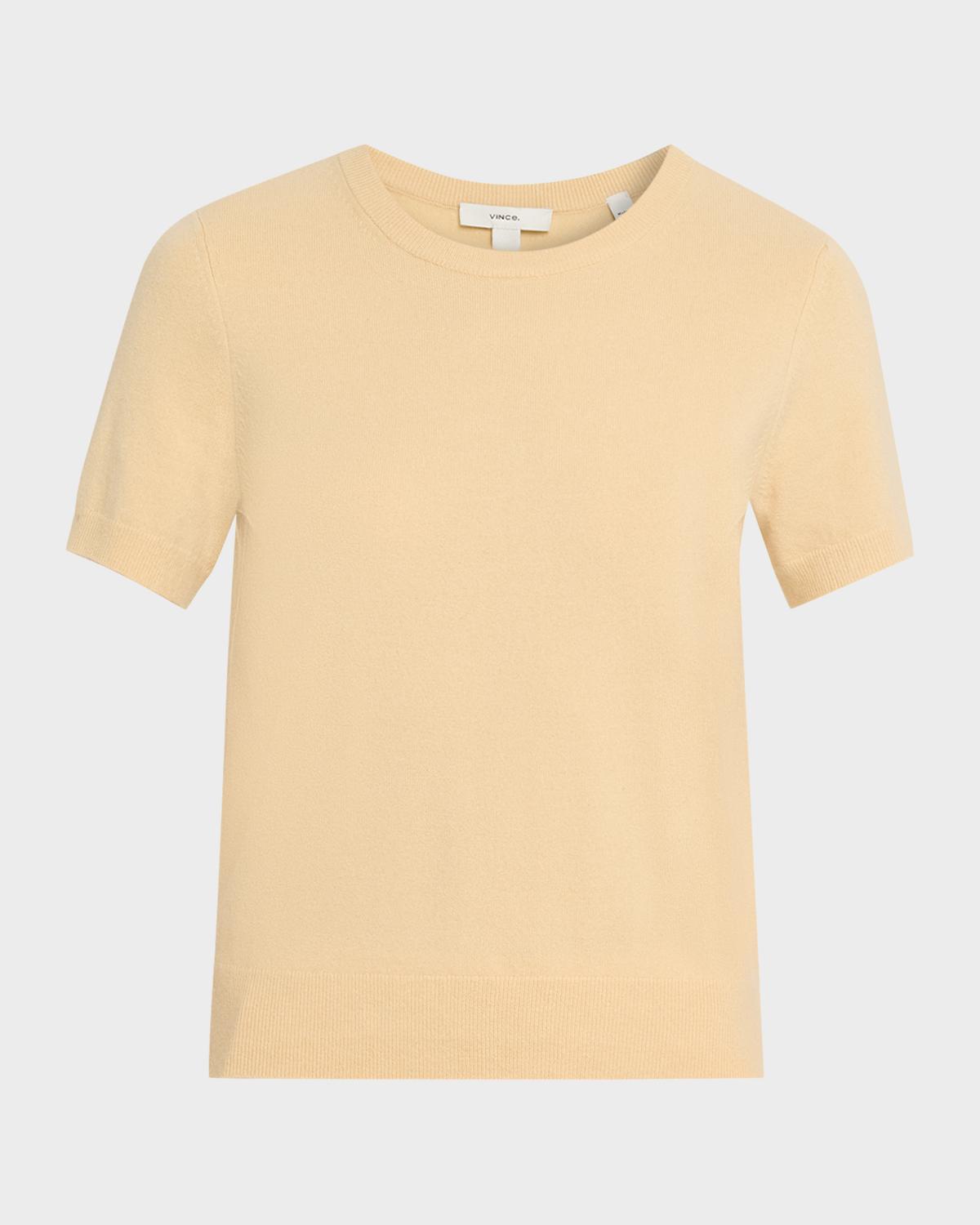 Vince Cashmere-Blend Short-Sleeve Crewneck Sweater