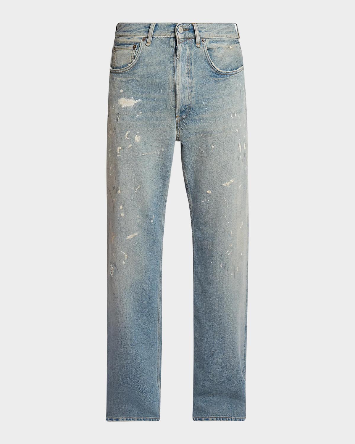 Acne Studios Men's Trafalgar Paint Splatter Straight-Leg Jeans