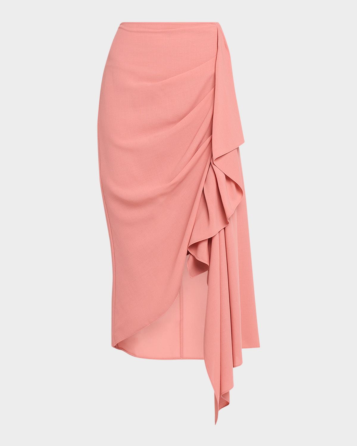Michael Kors Collection Draped Fluid Wool Midi Pencil Skirt