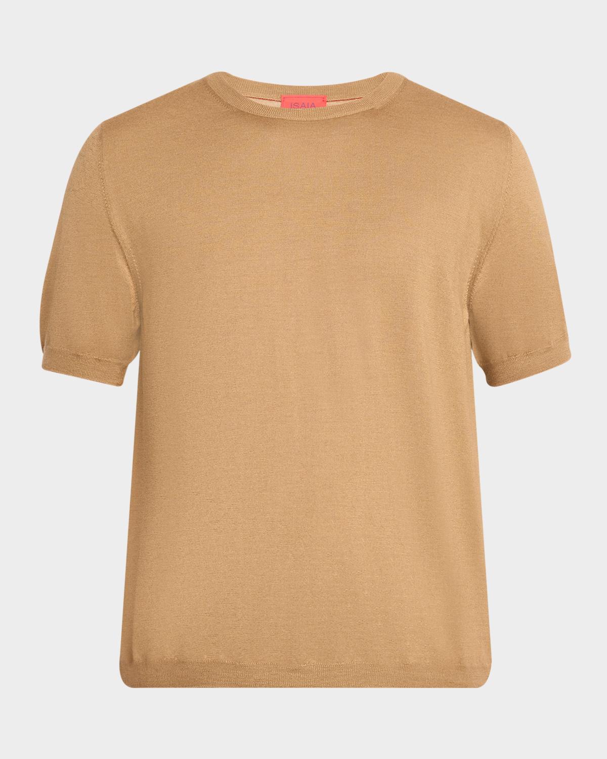 Isaia Men's Cashmere-Silk Short-Sleeve Shirt