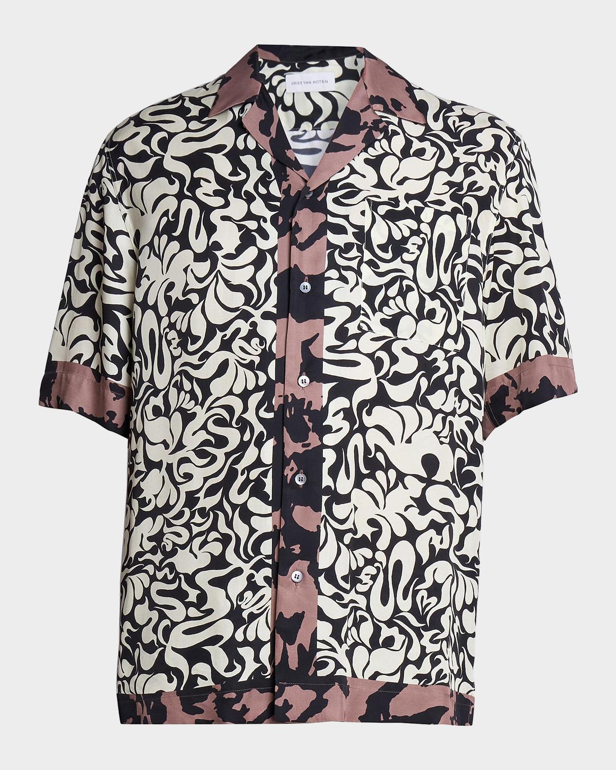 Dries Van Noten Men's Carltone Printed Camp Shirt
