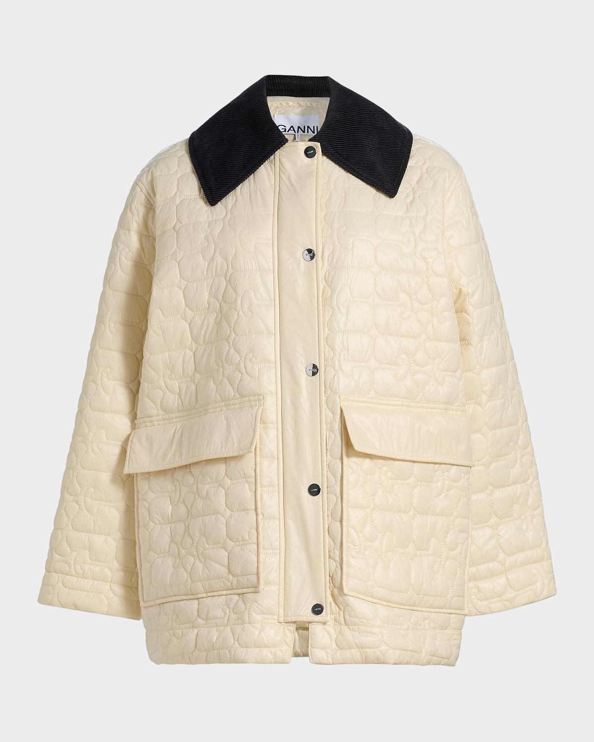 Ganni Contrast-Trim Quilted Jacket
