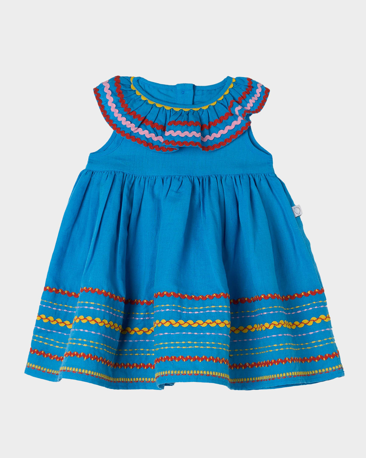 Stella Girl 's Sleeveless Embroidered Linen & Cotton Dress, Size 6M-3