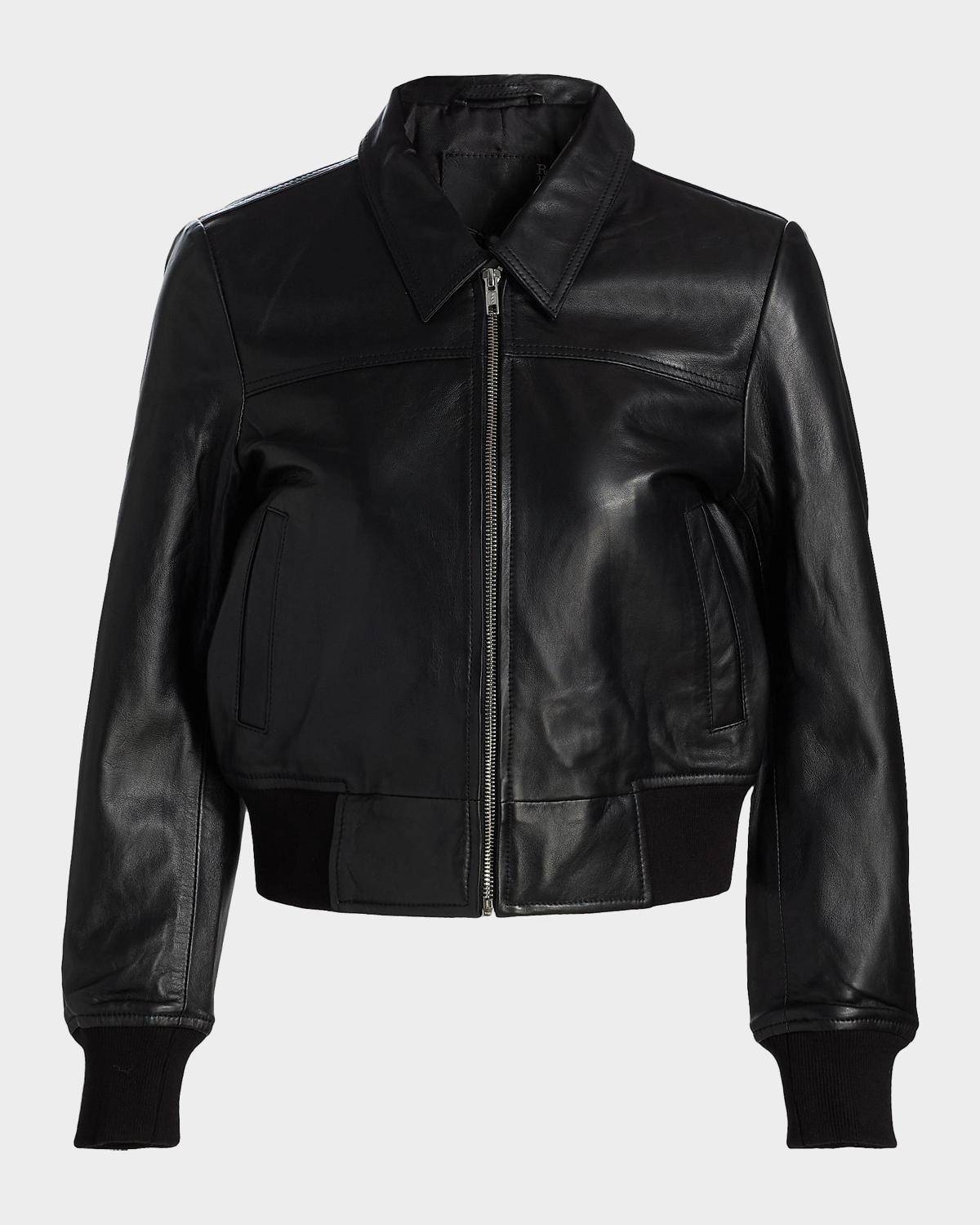 R13 Berlin Leather Bomber Jacket In Black