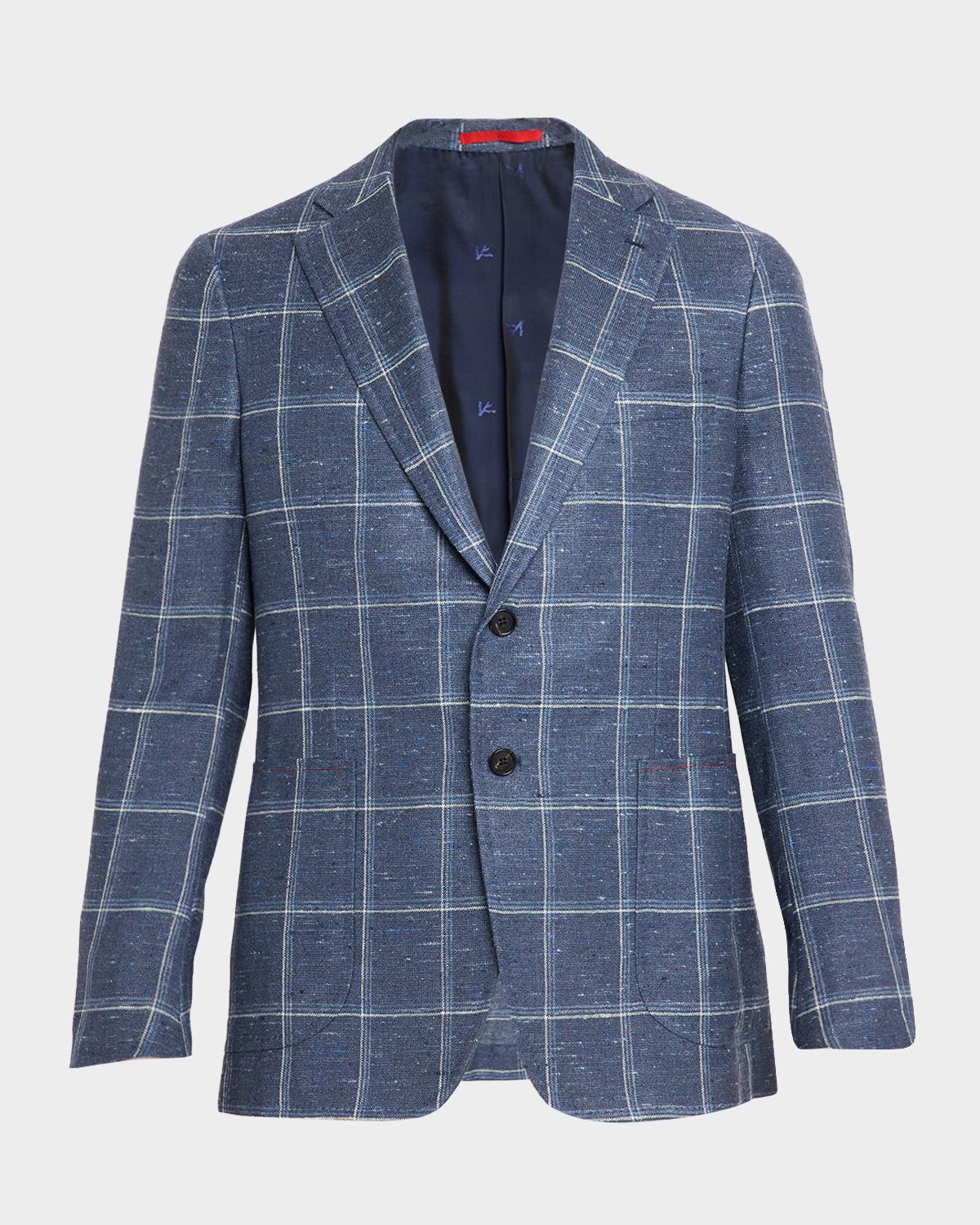Isaia Men's Over-Check Two-Button Sport Coat