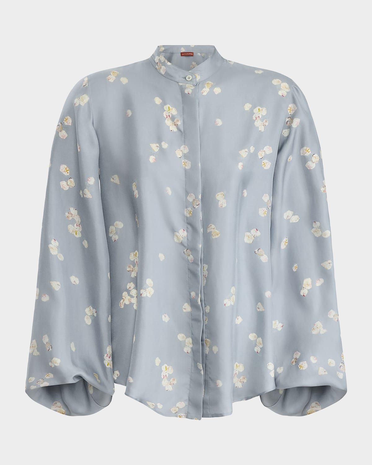 Magee Long-Sleeve Floral Silk Top