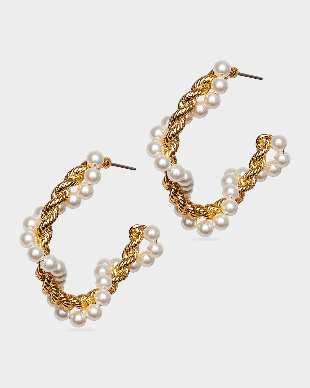 Lele Sadoughi Pearl Twisted Hoop Earrings