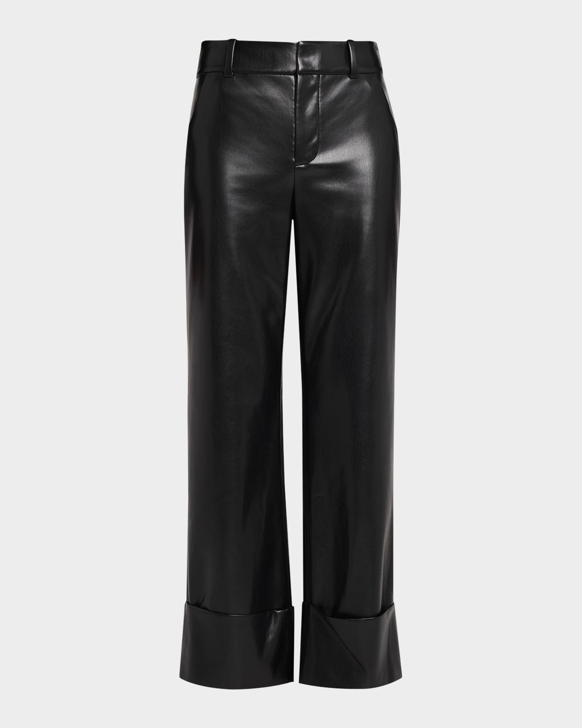 ALICE + OLIVIA Alexander Vegan Leather Cuffed Pants